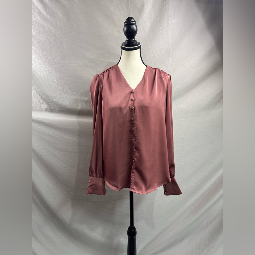Dusty Pink Bishop Sleeve Blouse - Picture 7 of 8